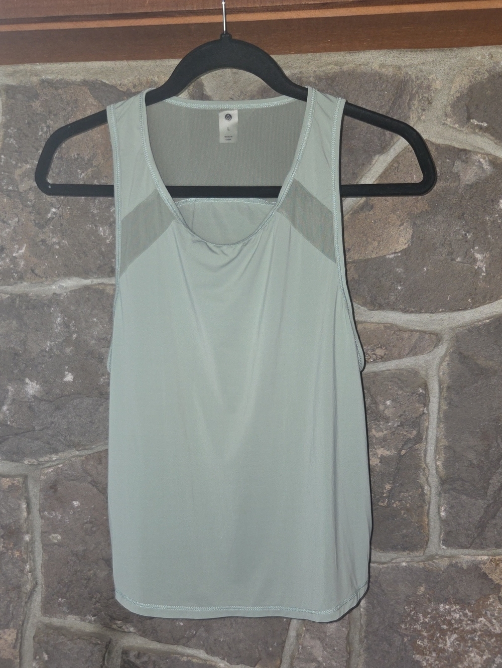 Light Sage Mesh-Trim Tank Top - Women